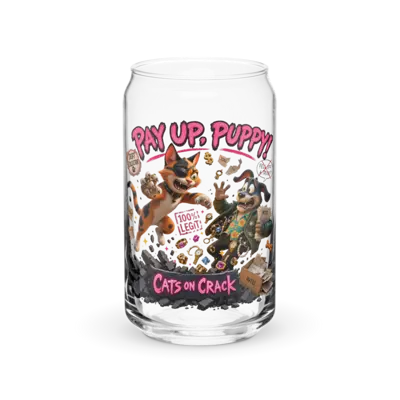Pay Up Puppy 16oz Can Glass