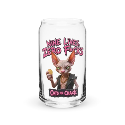 Nine Lives Zero Fucks 16oz Can Glass